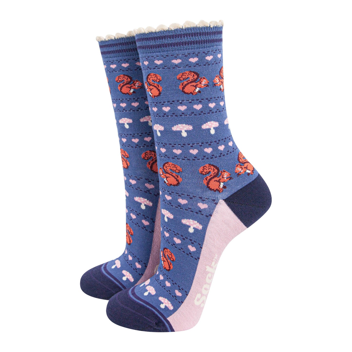 womens-bamboo-socks-denim-blue-navy-blue-squirrel-fair-isle-woodland-animals