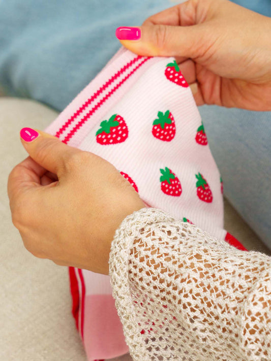 Strawberries-Bamboo-Socks-in-Light-Pink