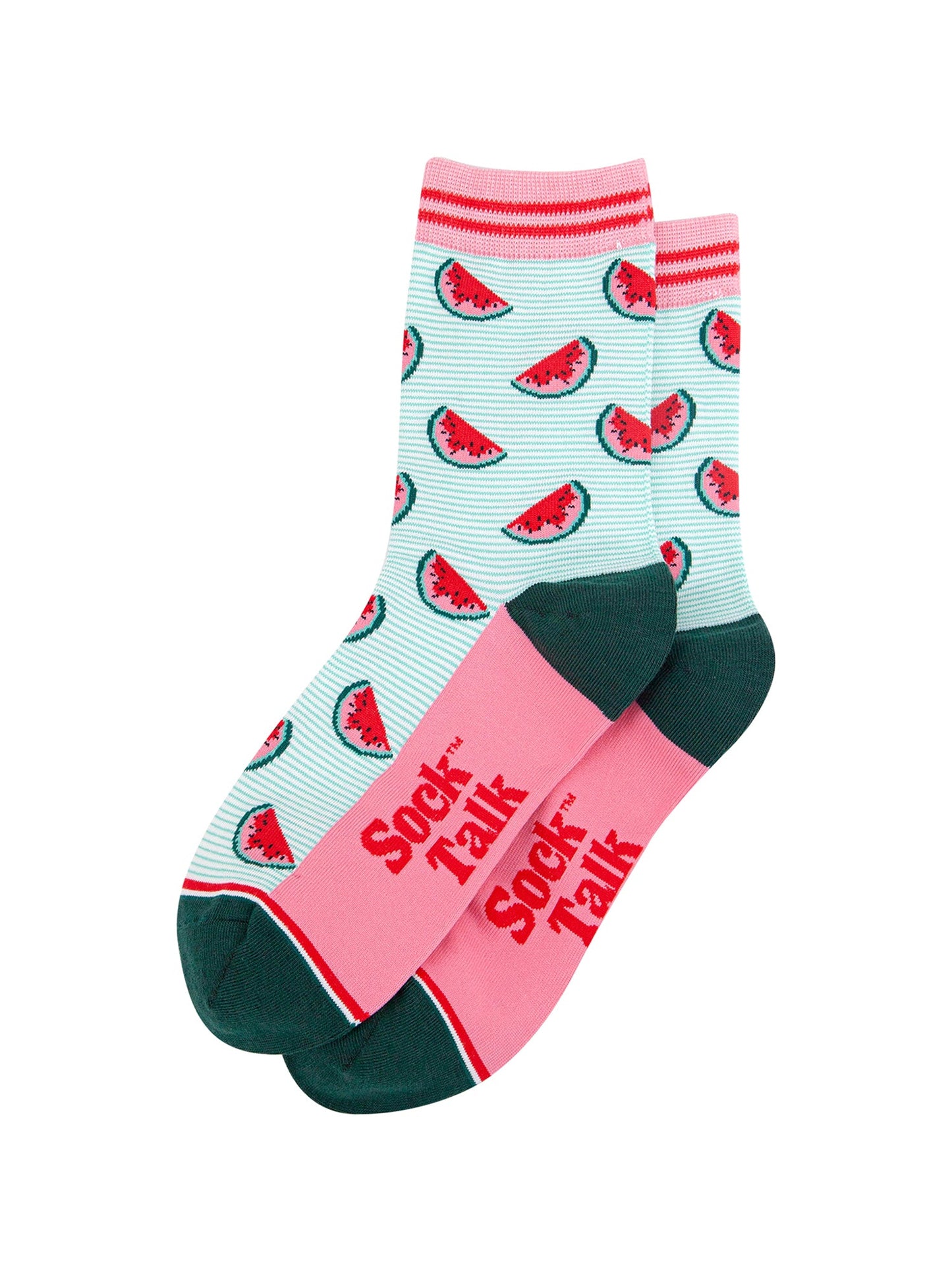 Sliced-Watermelon-Bamboo-Socks-in-Green-Flatlay
