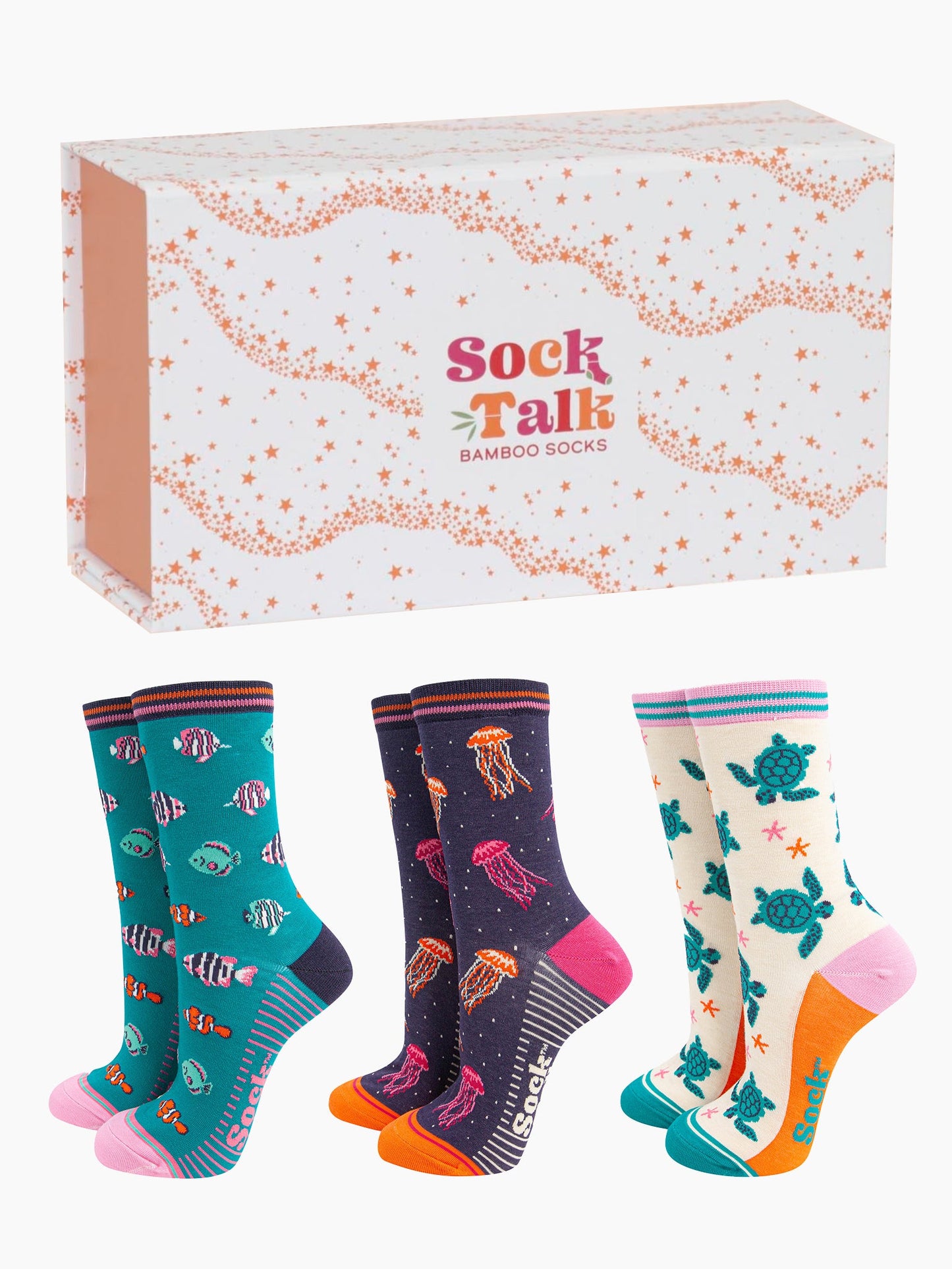 womens-bamboo-socks-gift-box-sea-life-colourful-ankle-socks-set