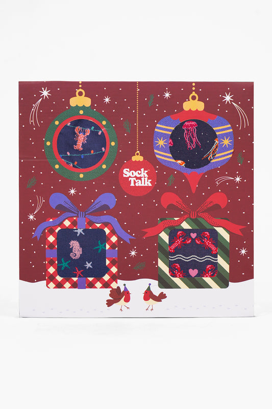 Women's Bamboo Ankle Socks Festive Gift Set - Navy Blue/Pink, Sealife