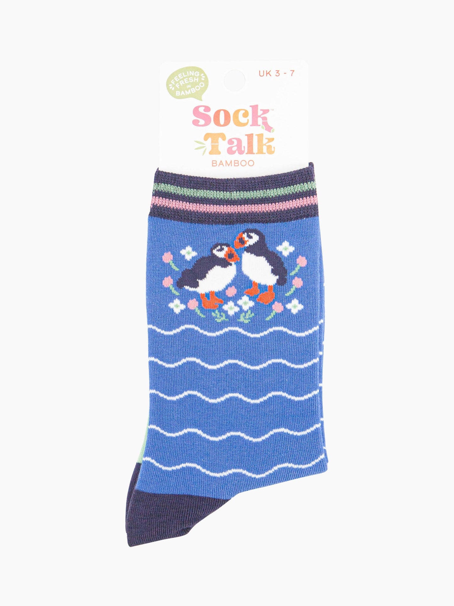 womens-bamboo-socks-blue-puffins-and-flowers-in-sock-talk-packaging-uk-size-3-7