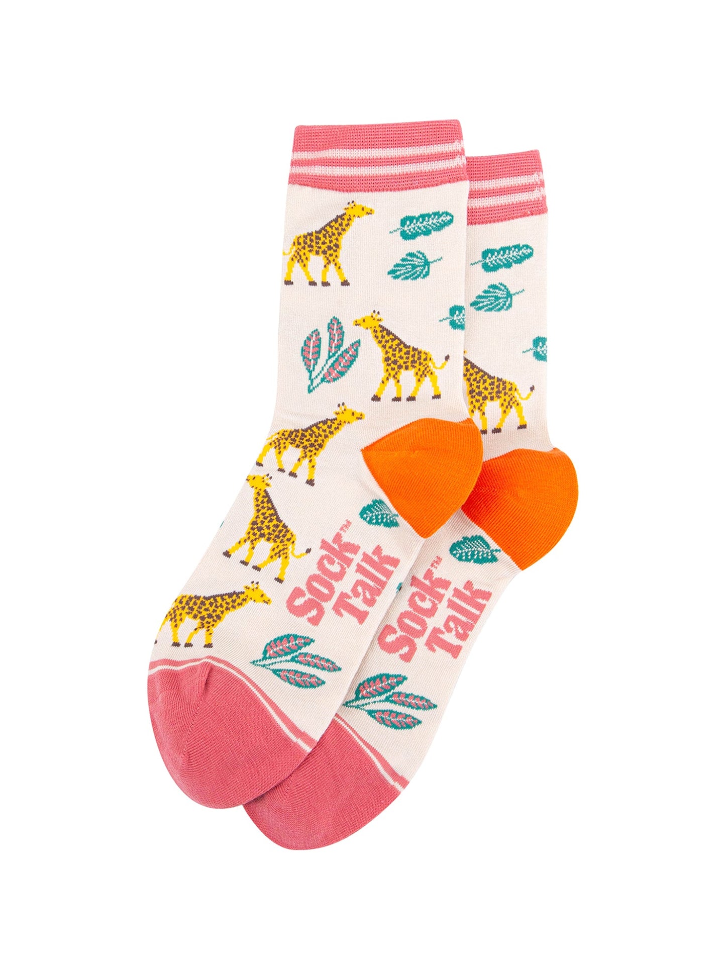 Giraffe-Bamboo-Socks-in-Cream-laid-flat