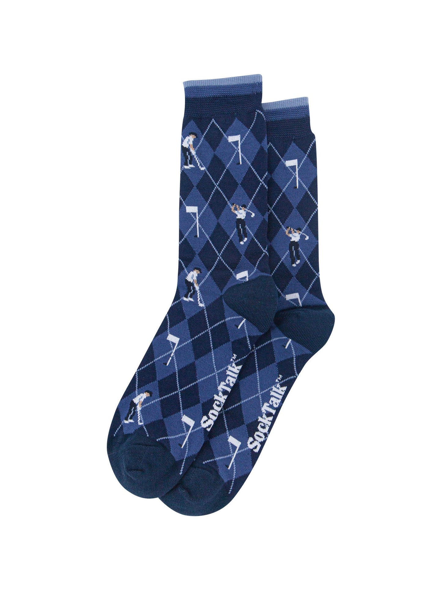 Golfer-Argyle-Men's-Bamboo-Socks-in-Denim-Blue-Laid-Flat