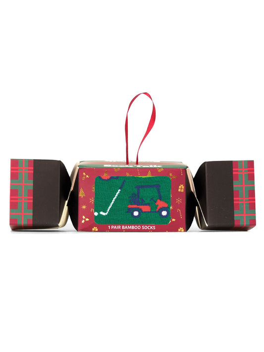 Golf-Course-Bamboo-Crew-Socks-Christmas-Cracker-Gift-Box-in-Green