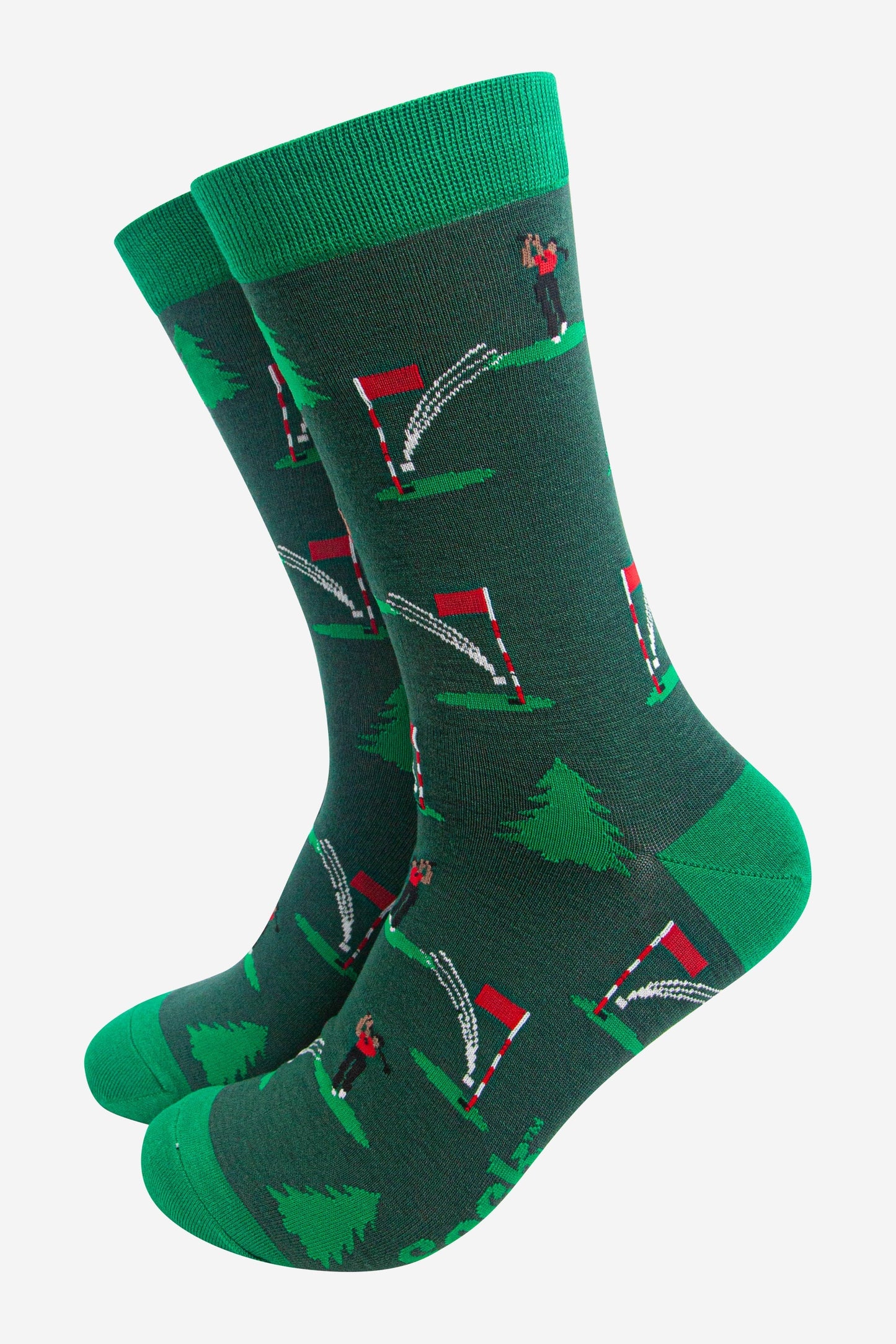 Men's Bamboo Socks Gift Box - Green, Golfing