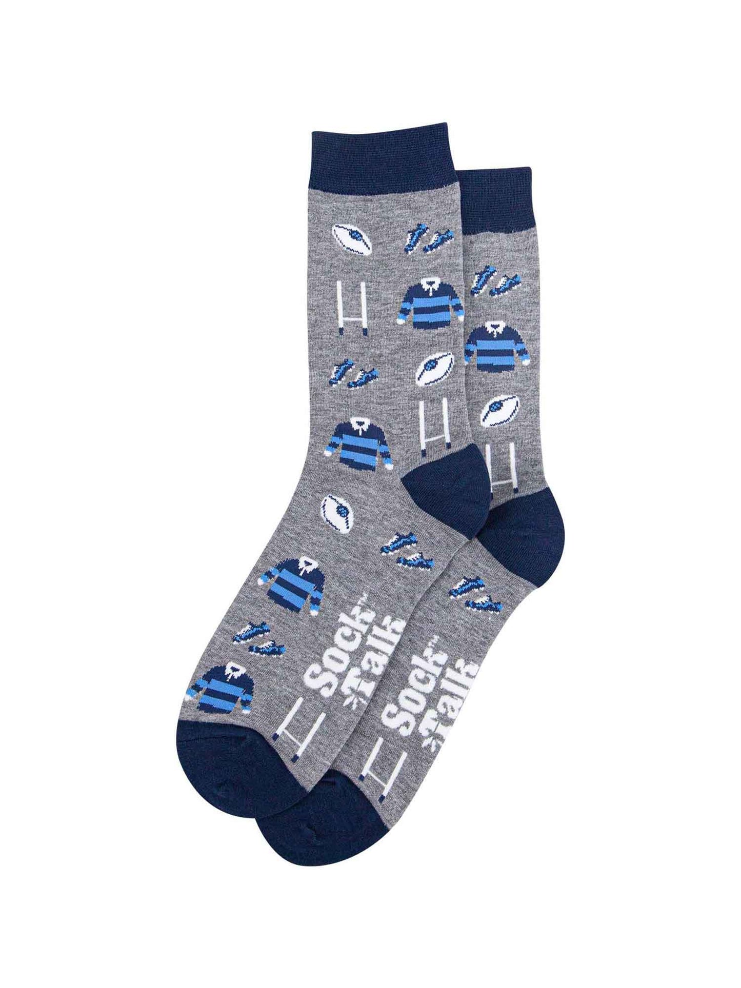 grey and blue mens rugby sports bamboo socks