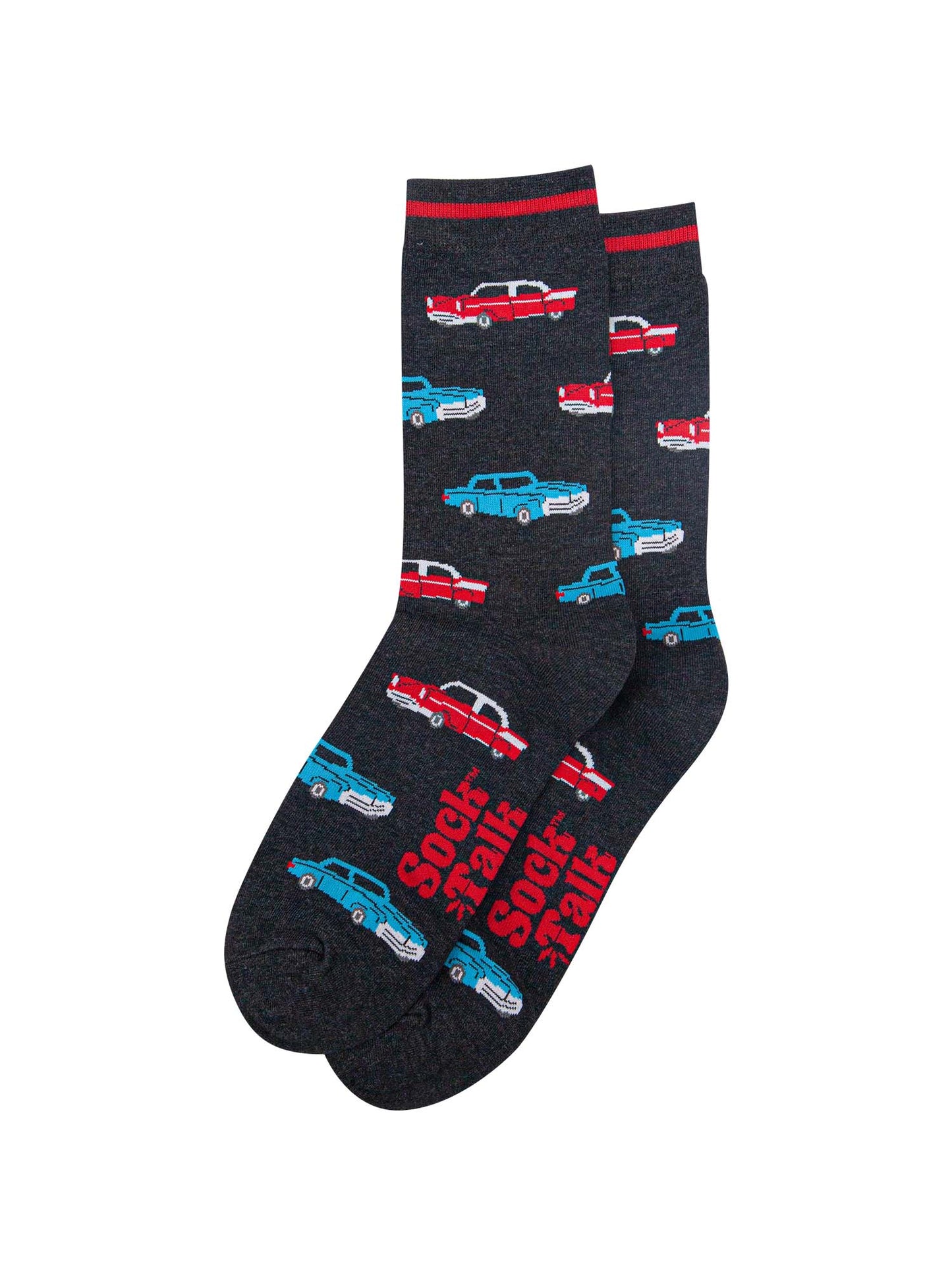 mens-bamboo-socks-black-american-classic-cars-laying-flat-repeat-car-pattern