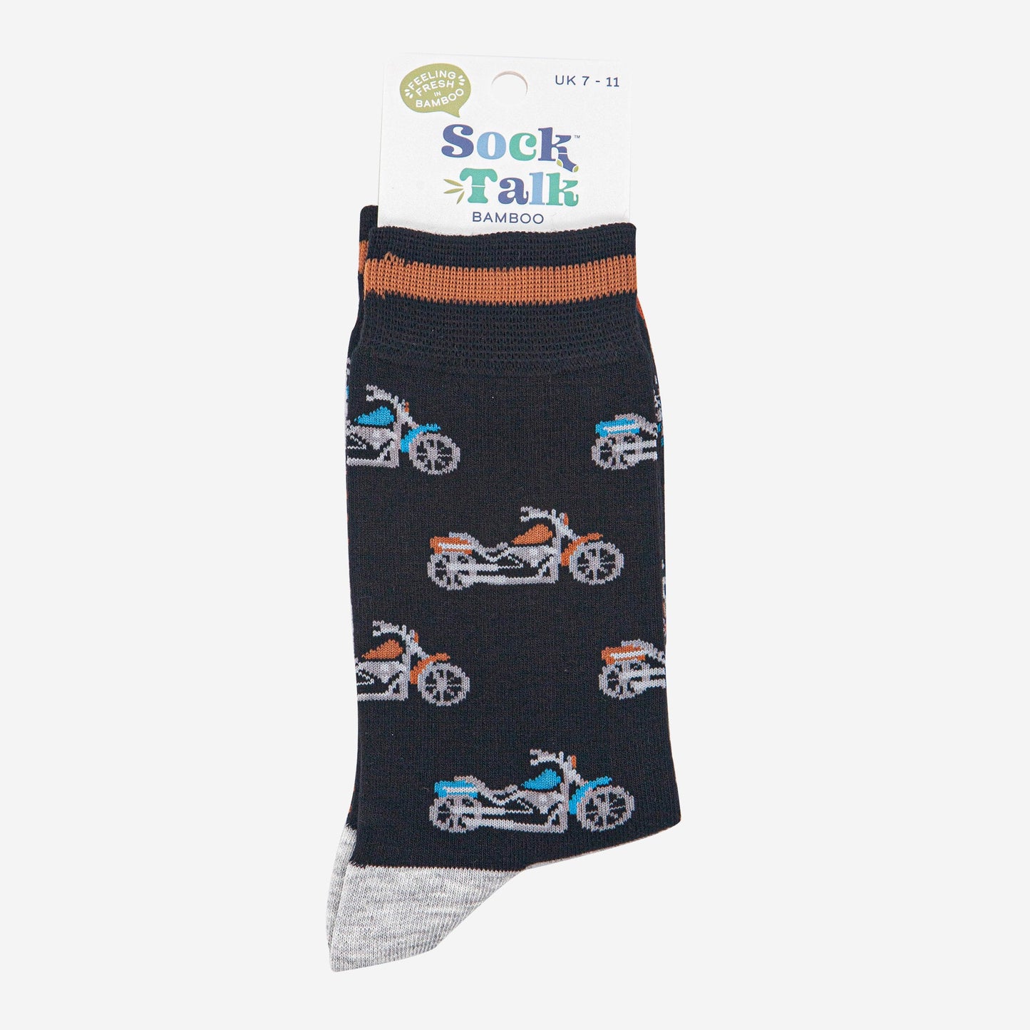mens-bamboo-socks-black-orange-motorbikes-in-sock-talk-packaging