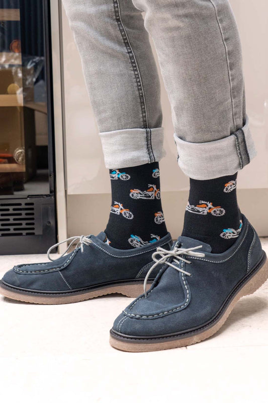 motorbike-print-bamboo-socks-black