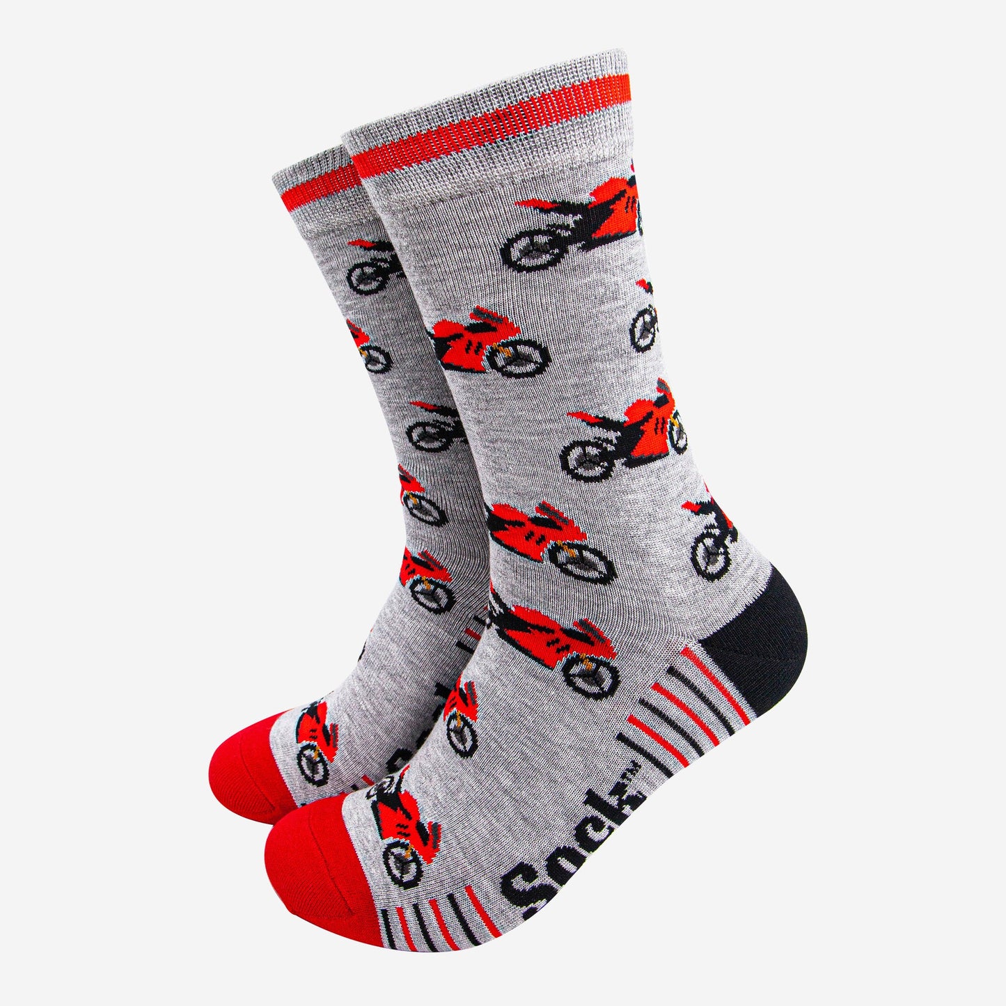mens-bamboo-socks-light-grey-red-motorbikes-motor-sports