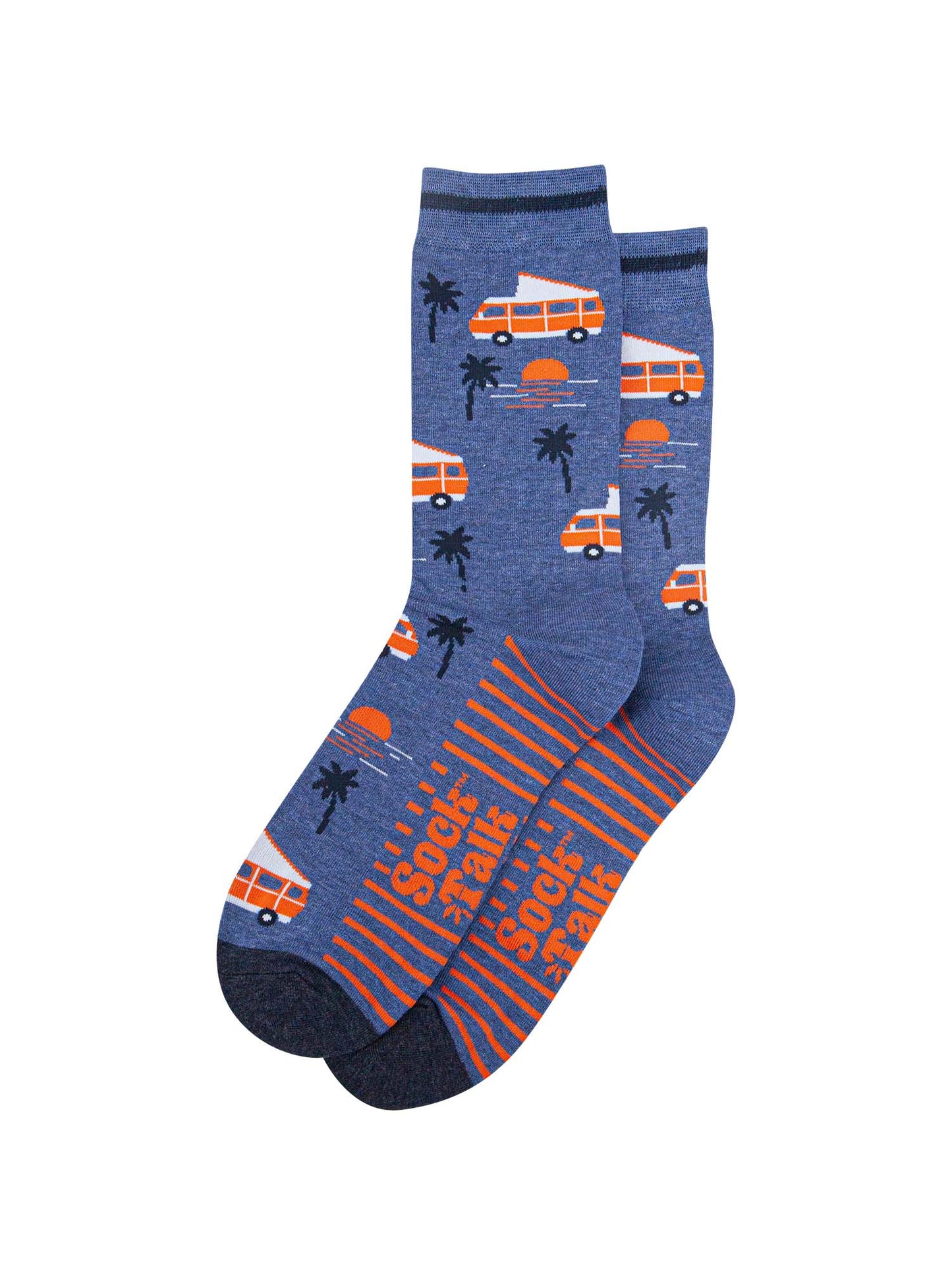 mens-bamboo-socks-denim-blue-campervan-beach-laying-flat