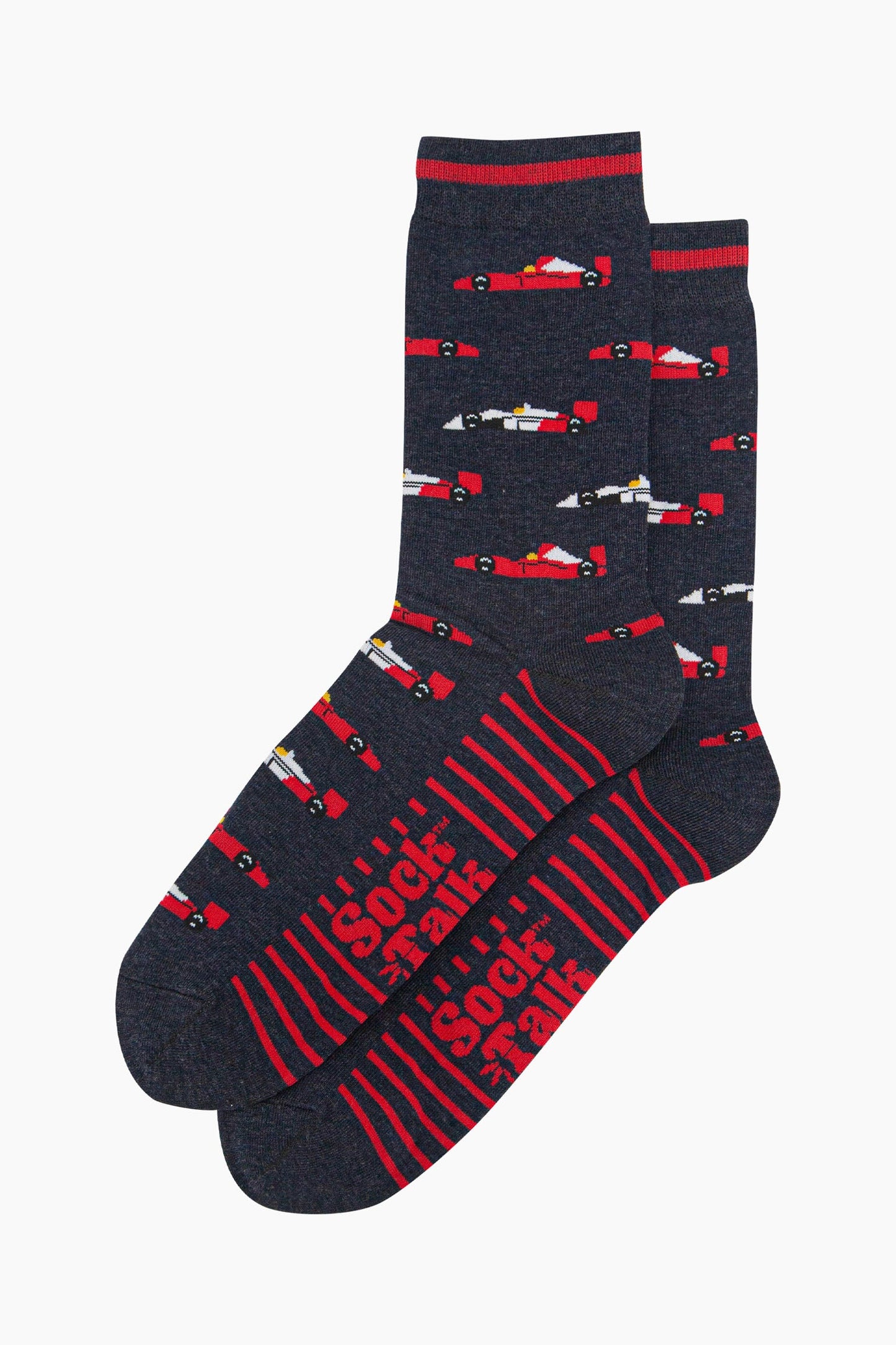 Men's Bamboo Crew Socks Christmas Cracker Gift Box - Navy/Red, Race Cars