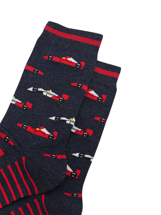 mens-bamboo-socks-navy-race-cars-close-up-red-race-car-with-f1-driver