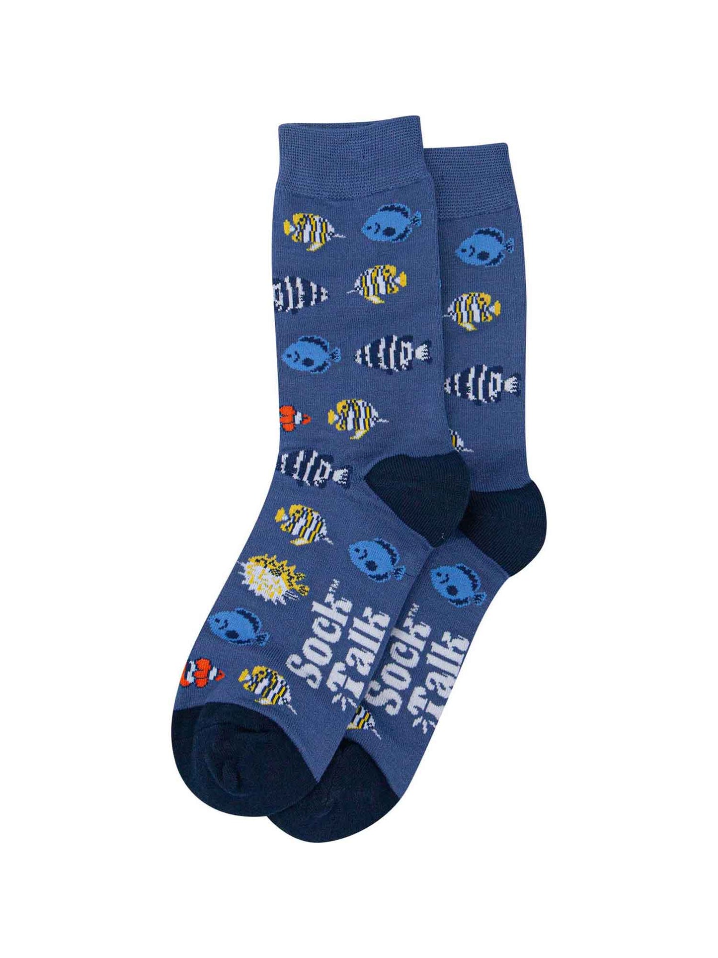 mens blue tropical fish bamboo dress socks