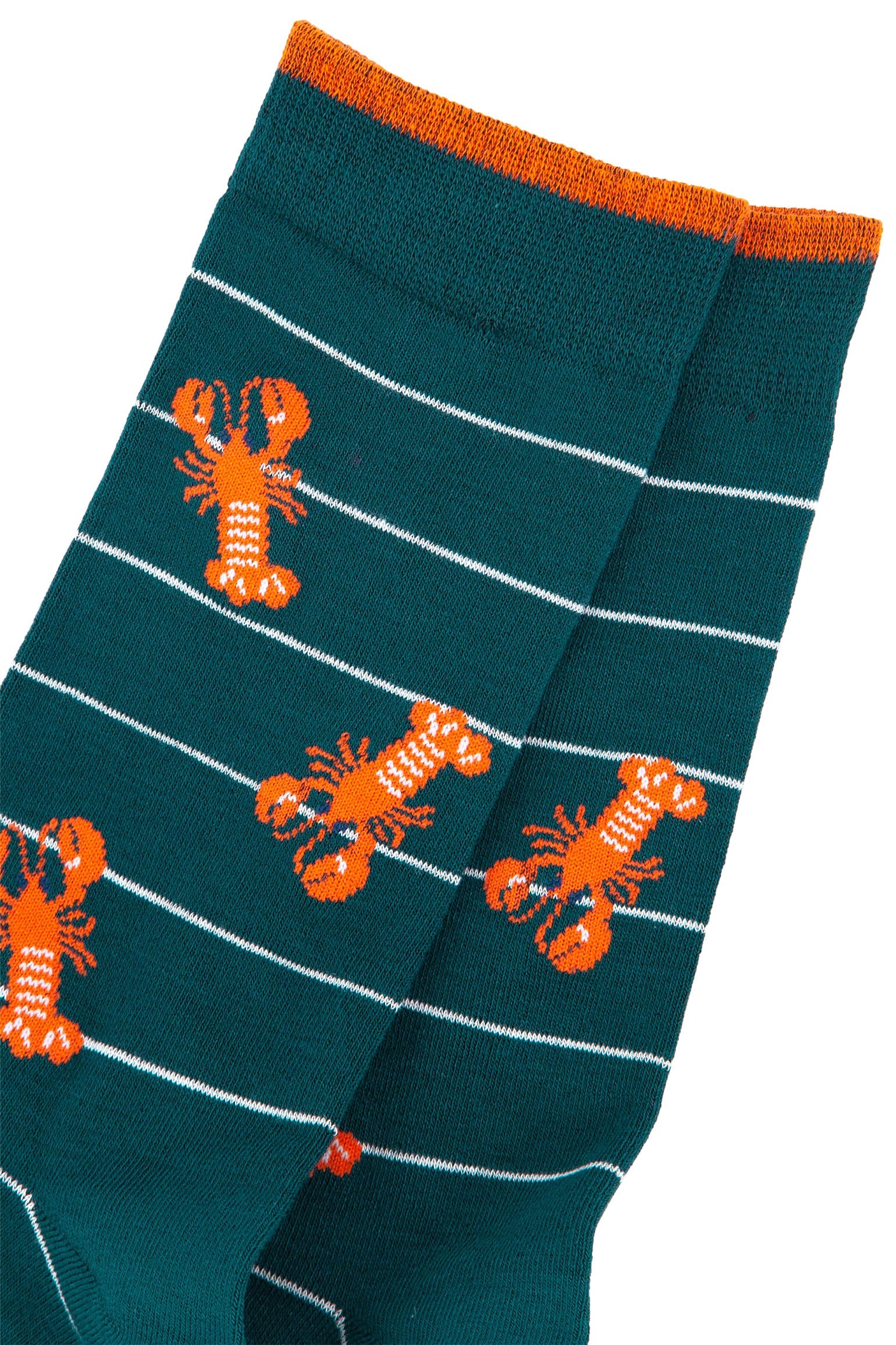 close up of the lobster print pattern on the mens dress socks
