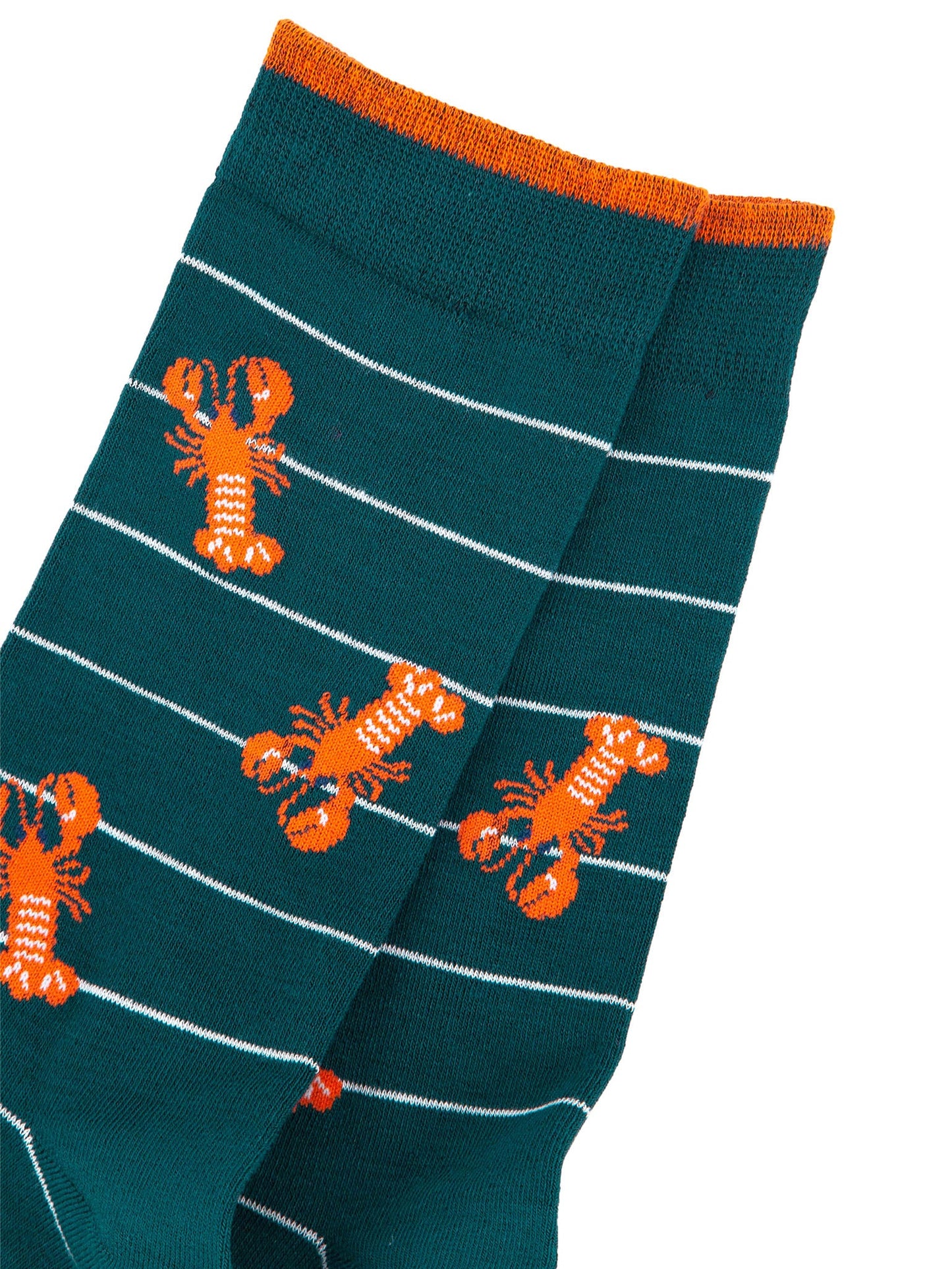 close up of the lobster print pattern on the mens dress socks