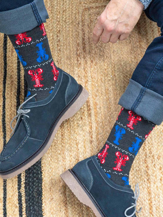lobster-fair-isle-print-bamboo-socks-in-black-blue-red