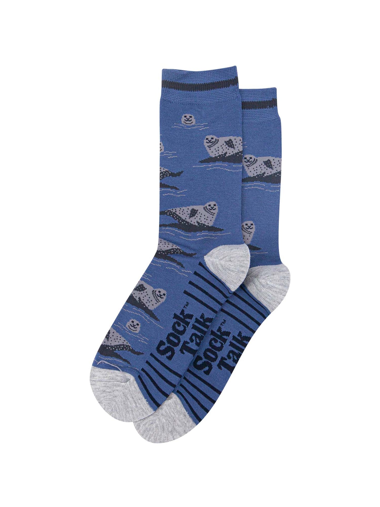 mens-bamboo-socks-denim-blue-seals-laying-flat-seals-on-rocks