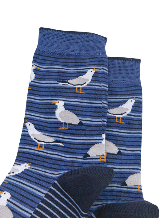 Seagull-Stripe-Men's-Bamboo-Socks-in-Denim-Blue-Close-Up