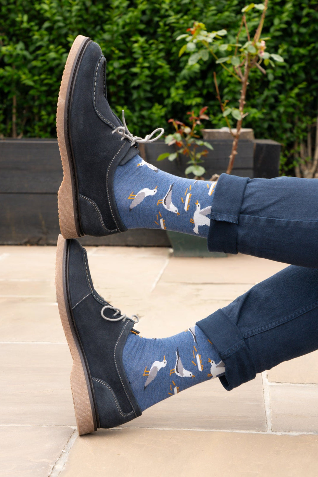 mens-bamboo-socks-denim-blue-thieving-seagulls-styled-with-blue-loafers