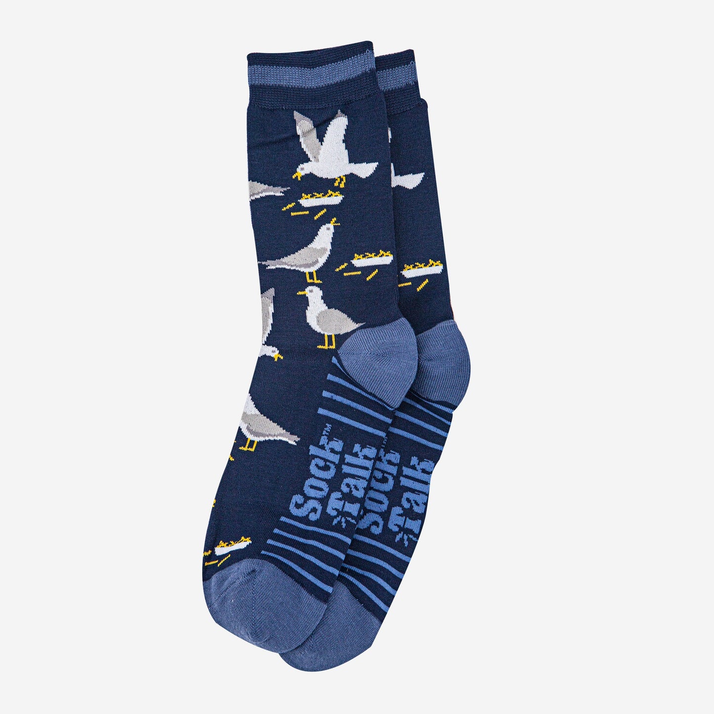 mens-bamboo-socks-navy-blue-denim-blue-seagulls-laying-flat