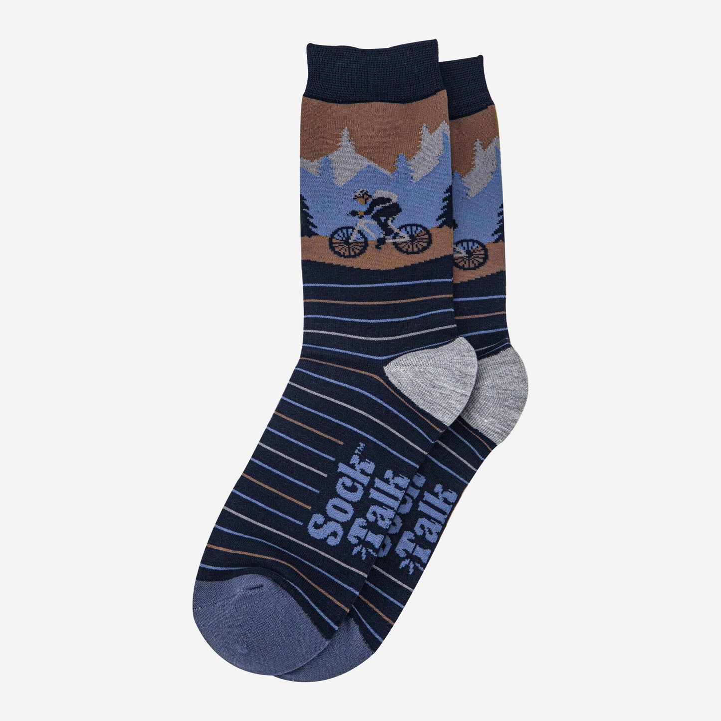 mens-bamboo-socks-navy-blue-denim-blue-mountain-bike-scene-laying-flat