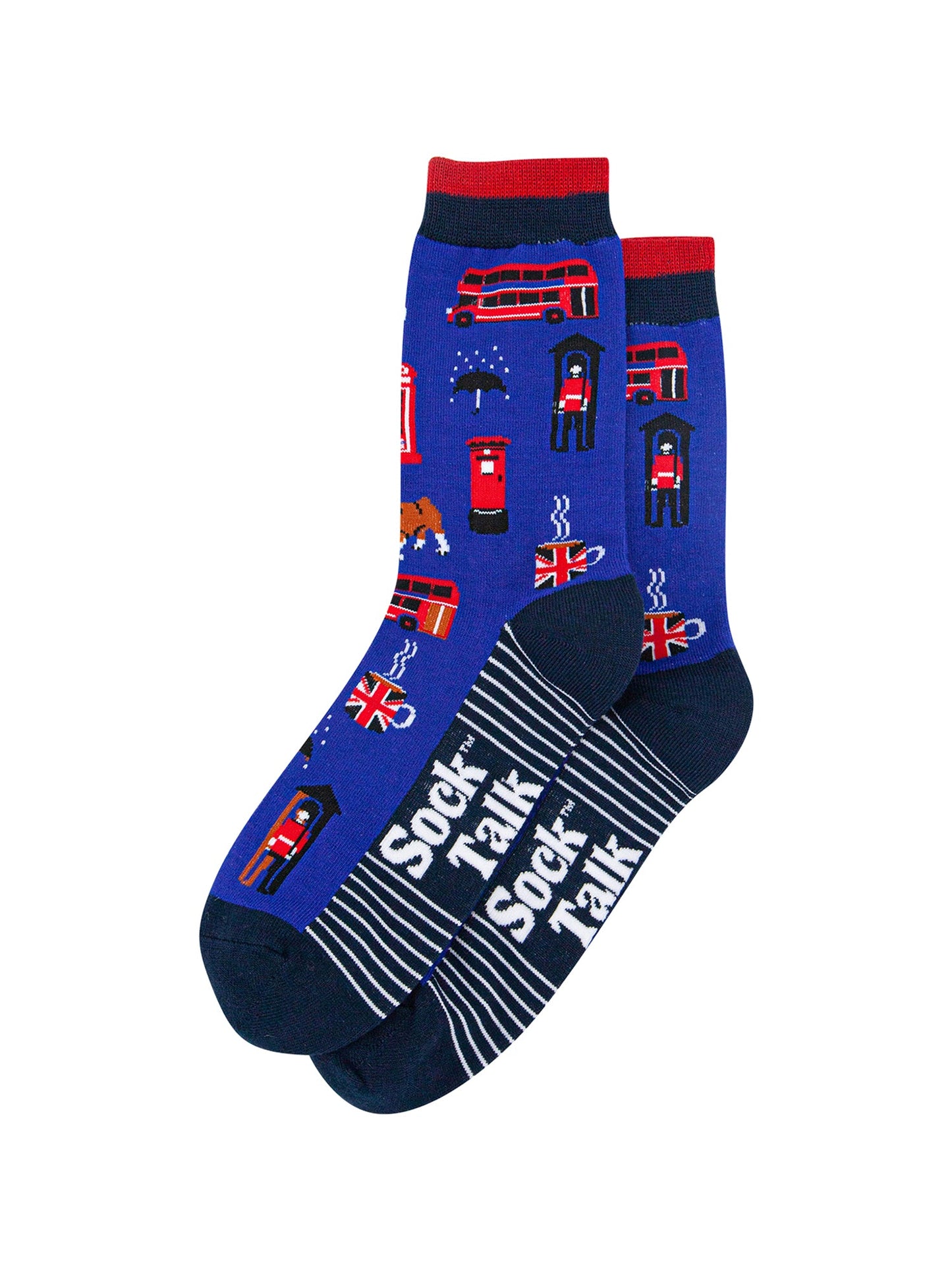 London-Landmarks-Bamboo-Socks-in-Royal-Blue-Lying-Flat
