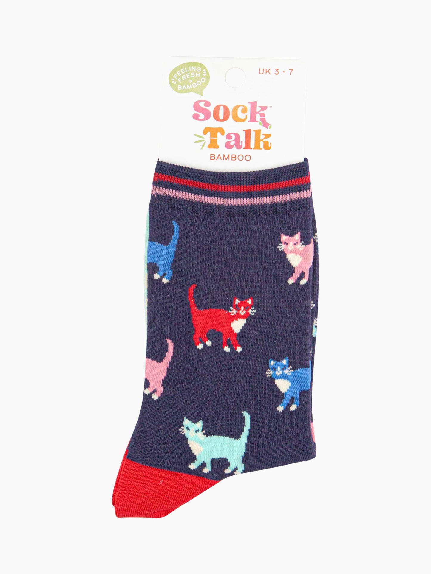 womens-bamboo-socks-navy-multi-cats-in-sock-talk-packaging-uk-size-3-7