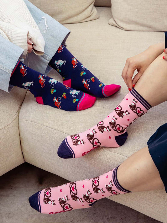 cats-gardening-bamboo-socks-in-blue-and-pink-cats-in-love-bamboo-socks-in-pink-and-blue