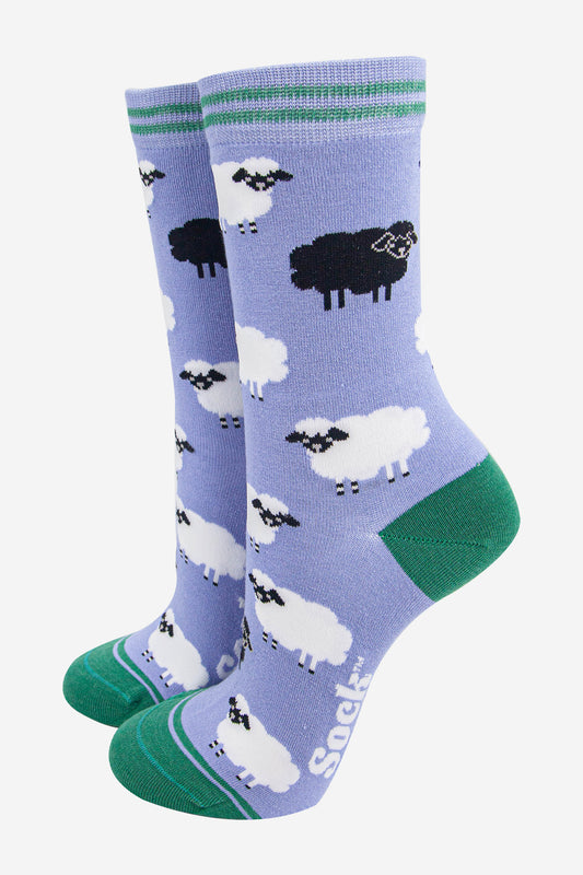 womens-bamboo-socks-light-blue-green-black-sheep-woolly