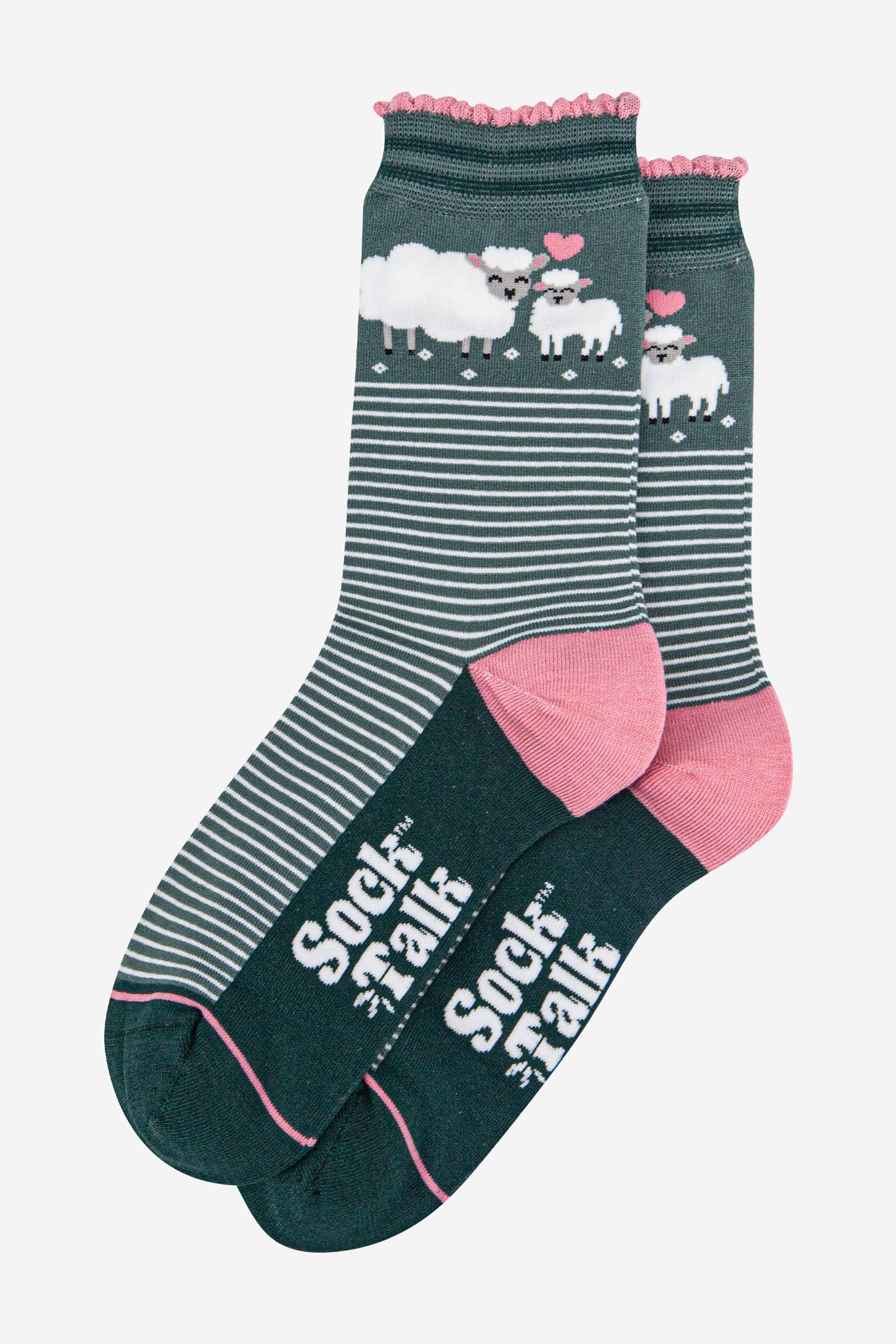 womens-bamboo-socks-green-pink-lambs-close-up