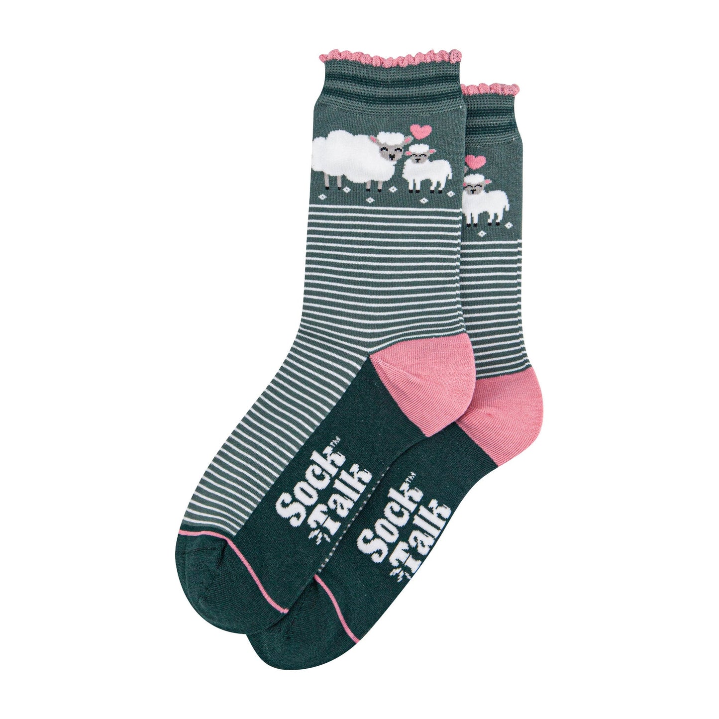 womens-bamboo-socks-green-pink-lambs-close-up