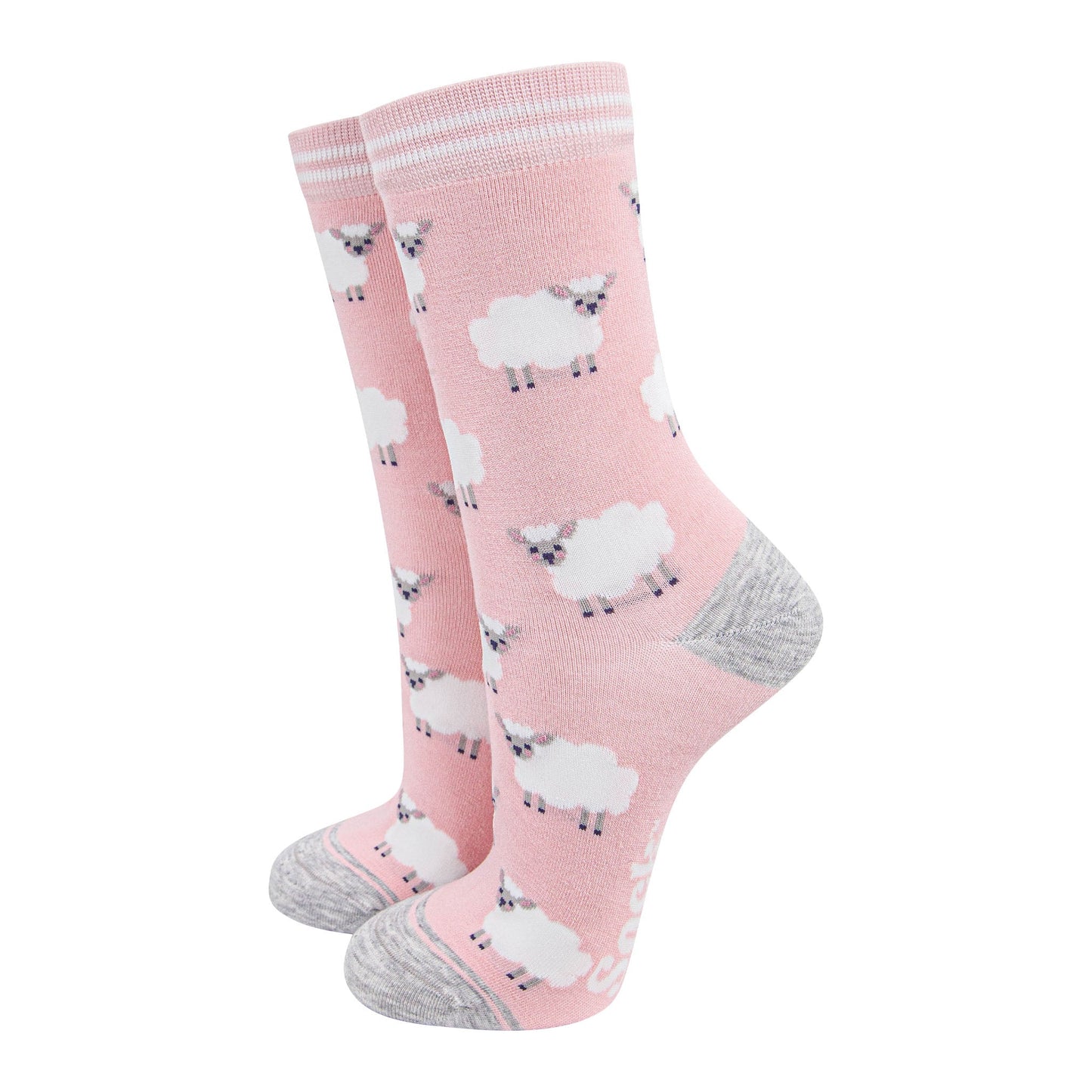 womens-bamboo-socks-light-pink-grey-marl-sheep-farming