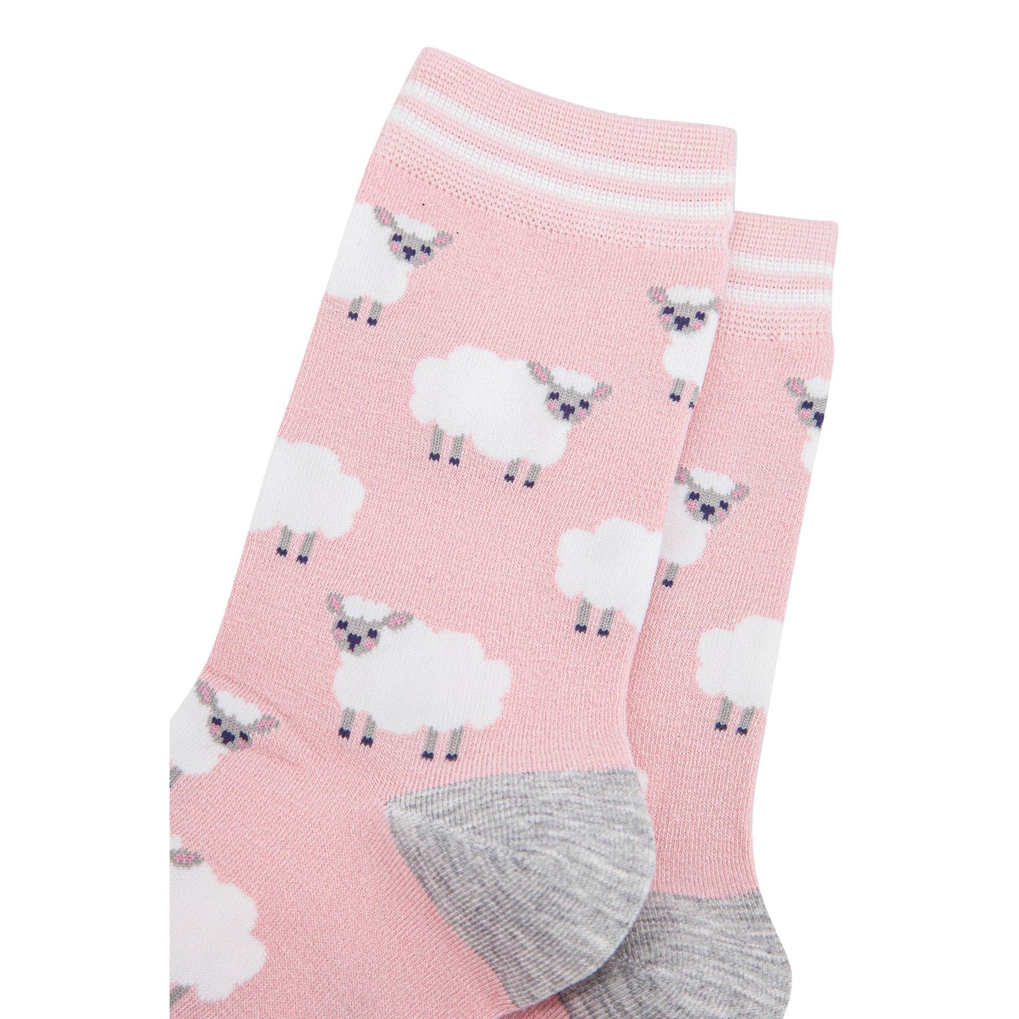 womens-bamboo-socks-light-pink-grey-marl-sheep-close-up