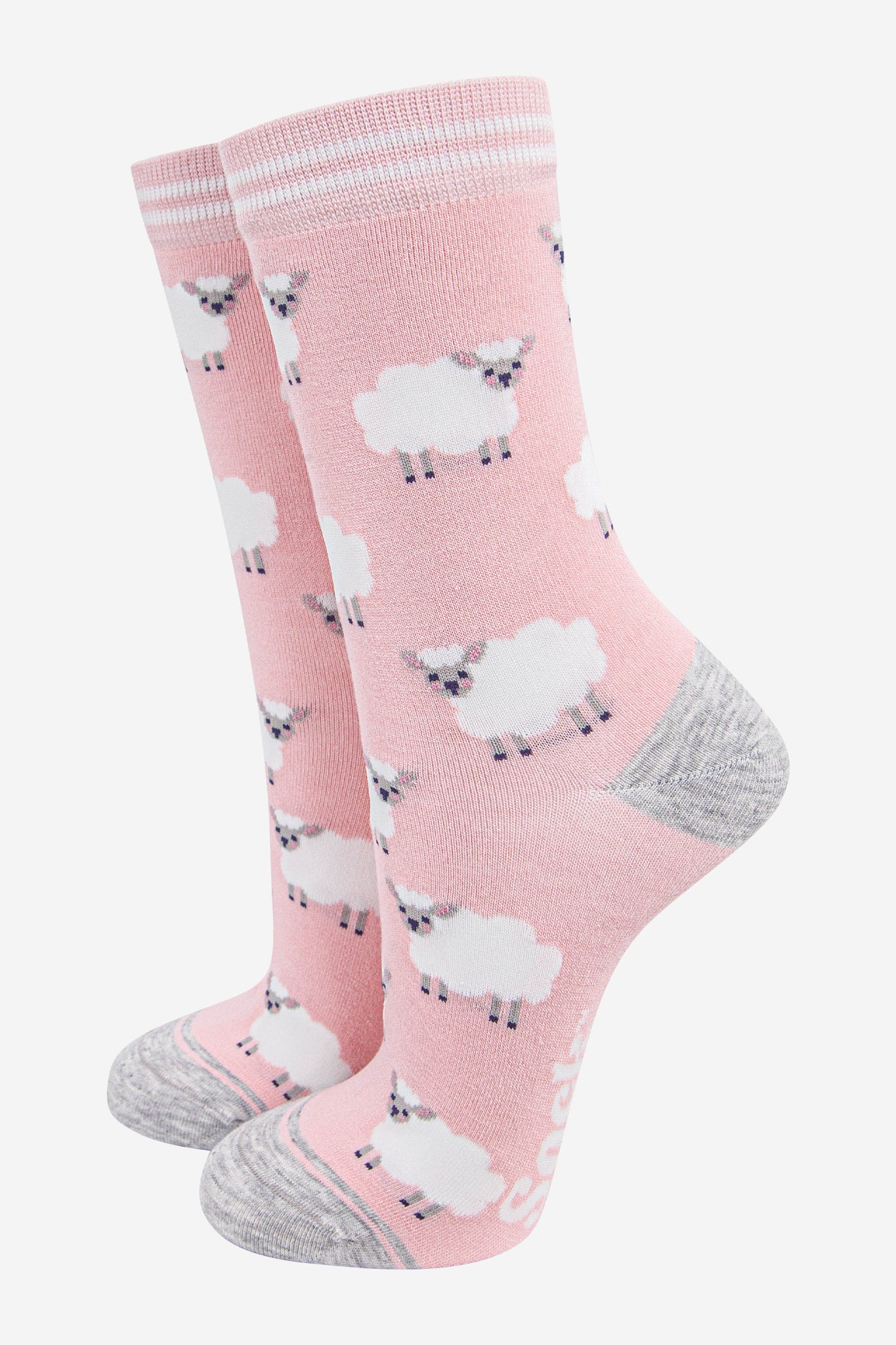 womens-bamboo-socks-light-pink-grey-marl-sheep-farming