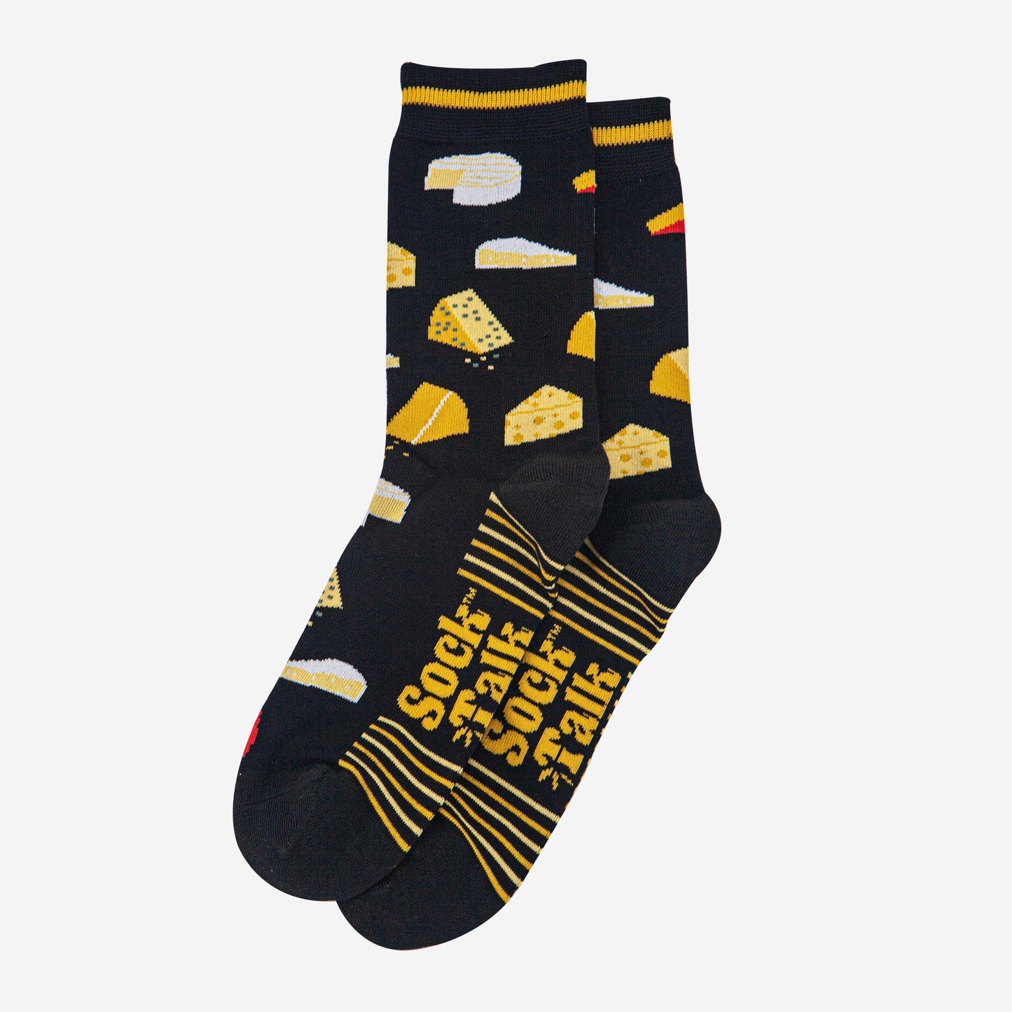 mens-bamboo-socks-black-cheese-laying-flat