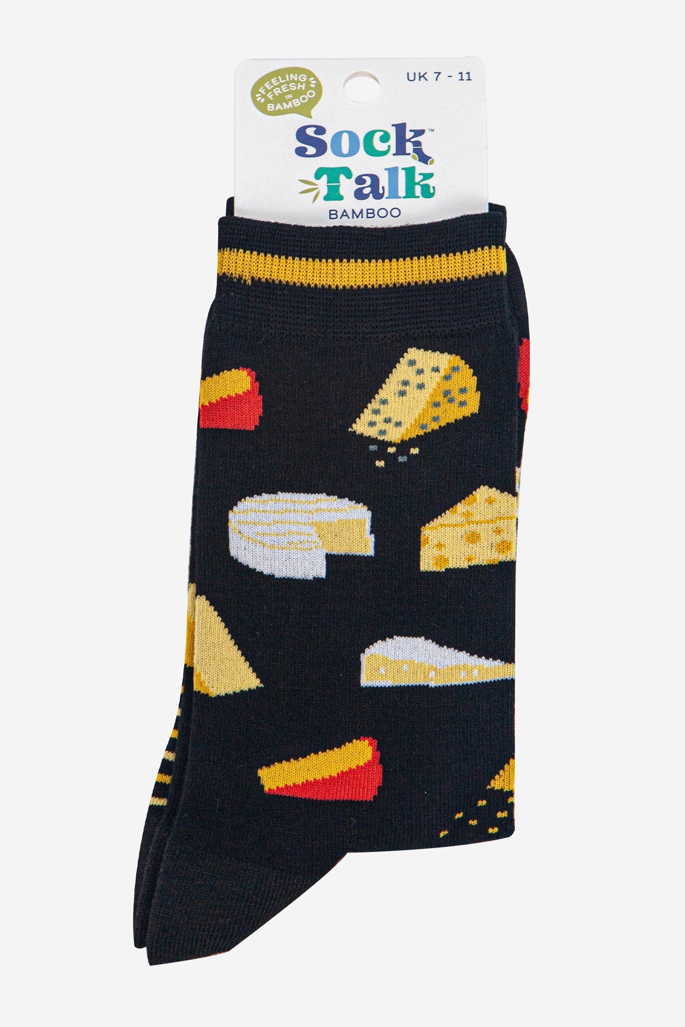 mens-bamboo-socks-black-cheese-in-sock-talk-packaging