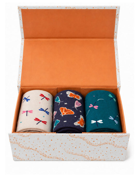 Moths & Dragonflies Bamboo Socks Gift Set