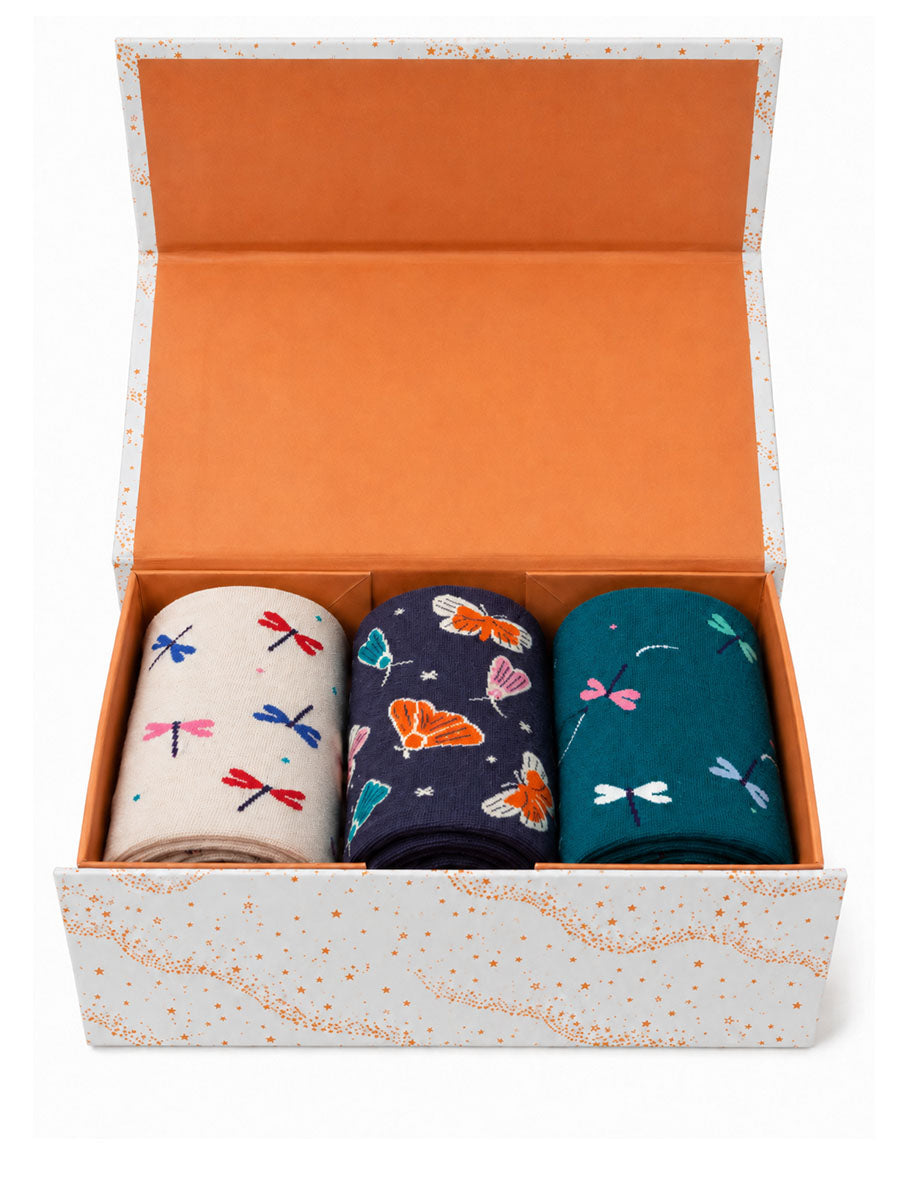 Moths & Dragonflies Bamboo Socks Gift Set
