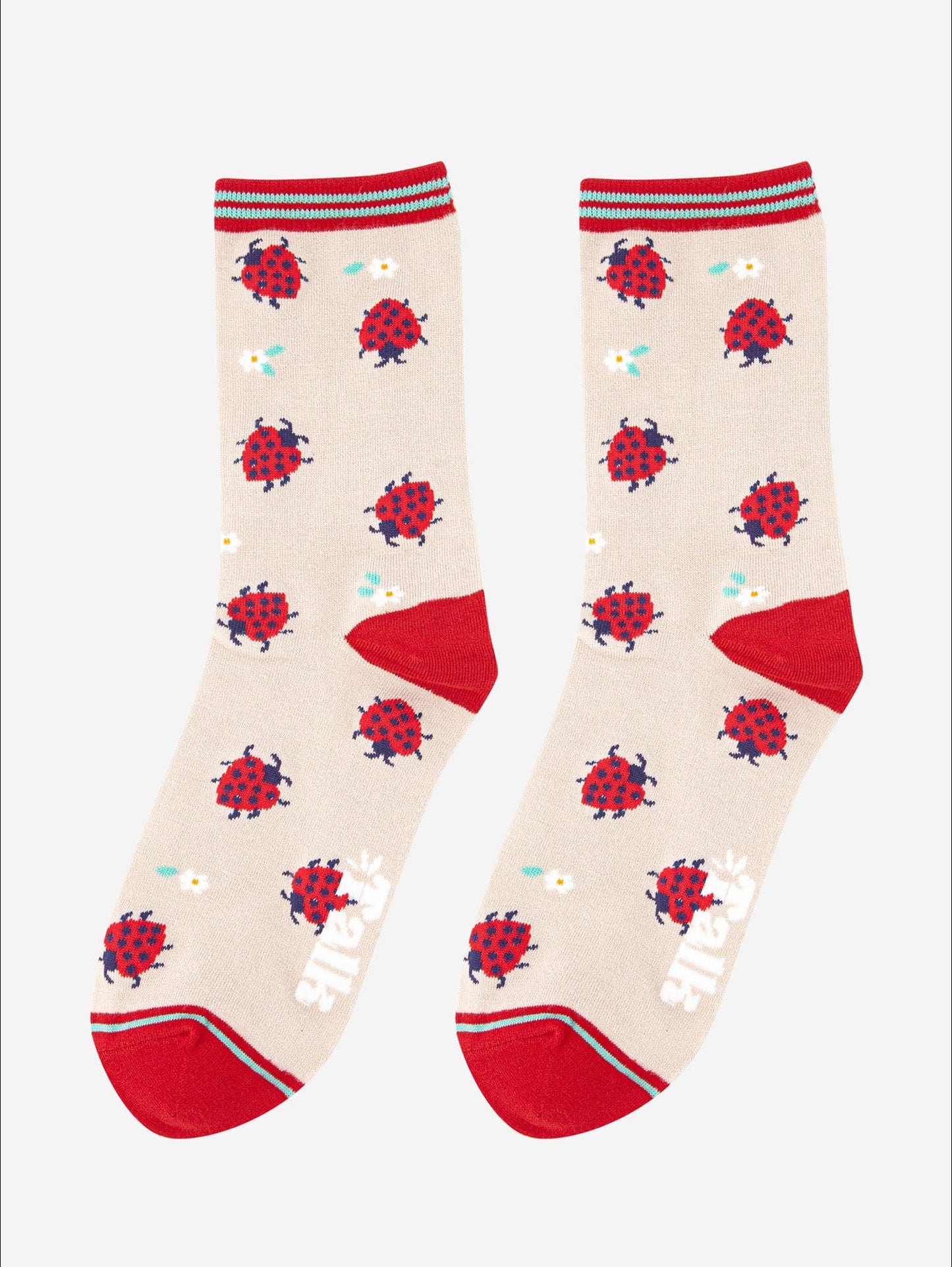 Women's Bamboo Socks - Cream/Red, Ladybird
