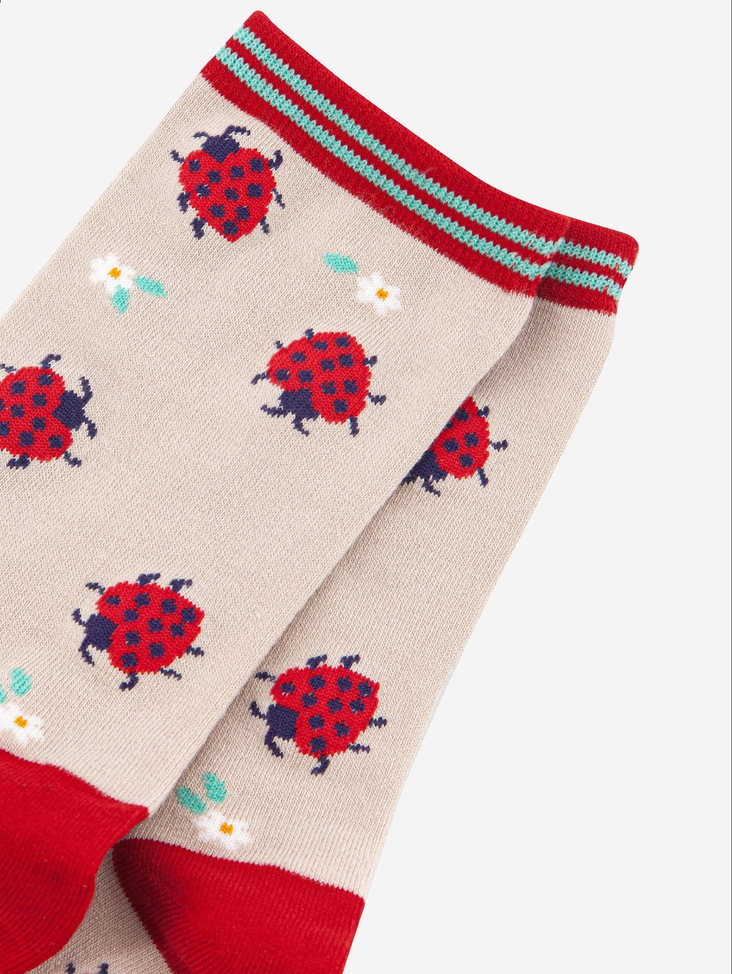 Women's Bamboo Socks - Cream/Red, Ladybird