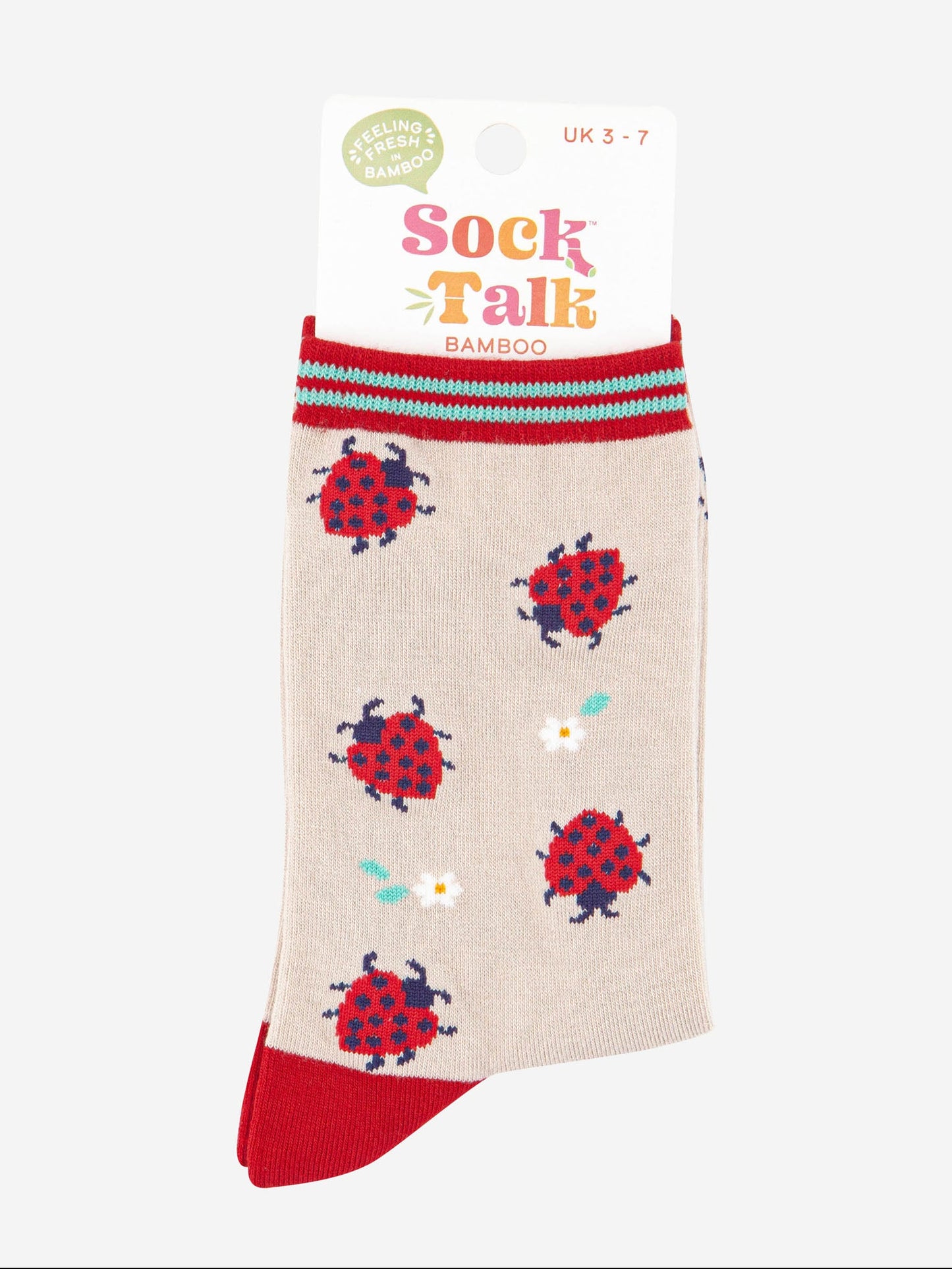 Women's Bamboo Socks - Cream/Red, Ladybird