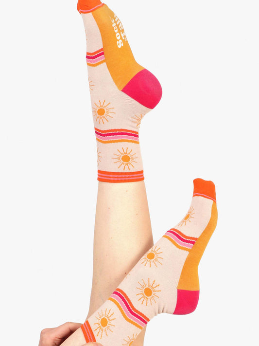 sunshine-print-bamboo-socks-in-cream-pink-and-orange
