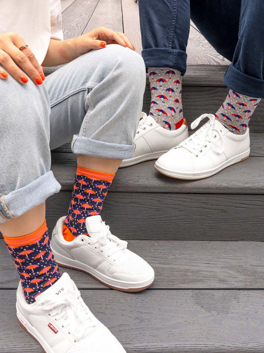 umbrella-print-bamboo-socks-in-blue-and-orange-grey-and-red