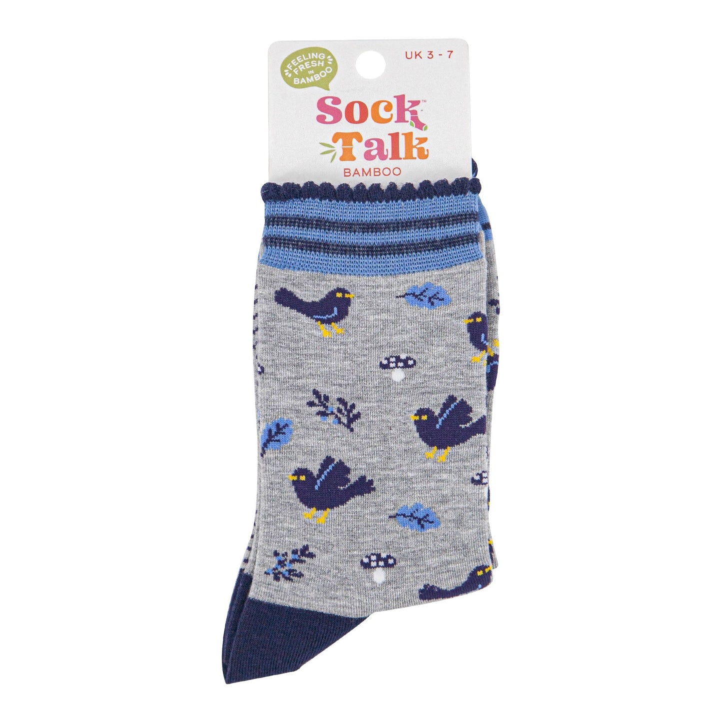 womens-bamboo-socks-light-grey-denim-blue-blackbirds-in-sock-talk-packaging