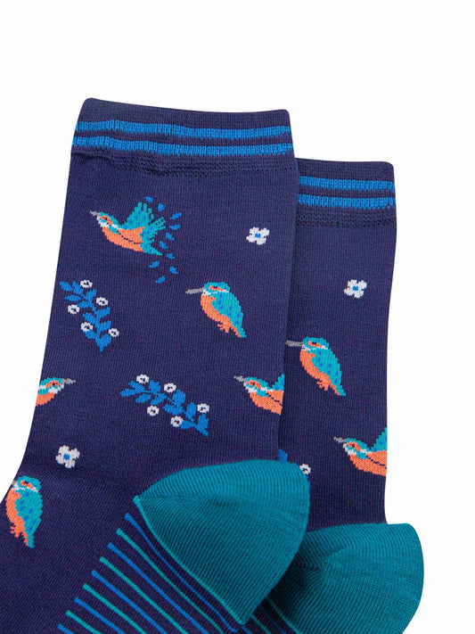 womens-bamboo-socks-navy-blue-teal-kingfishers-close-up
