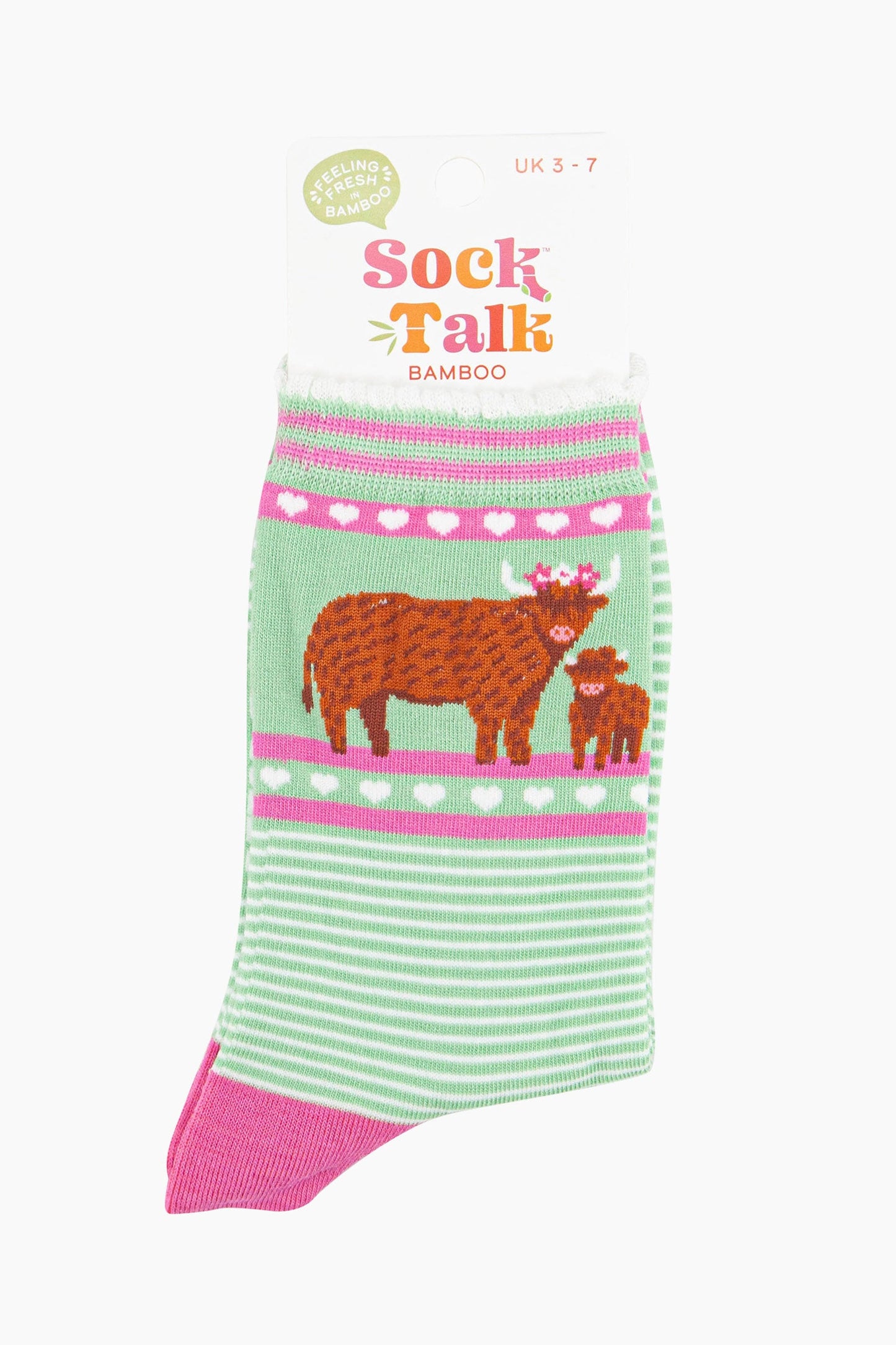 womens-bamboo-socks-green-highland-cow-and-calf-in-sock-talk-packaging-uk-size-3-7