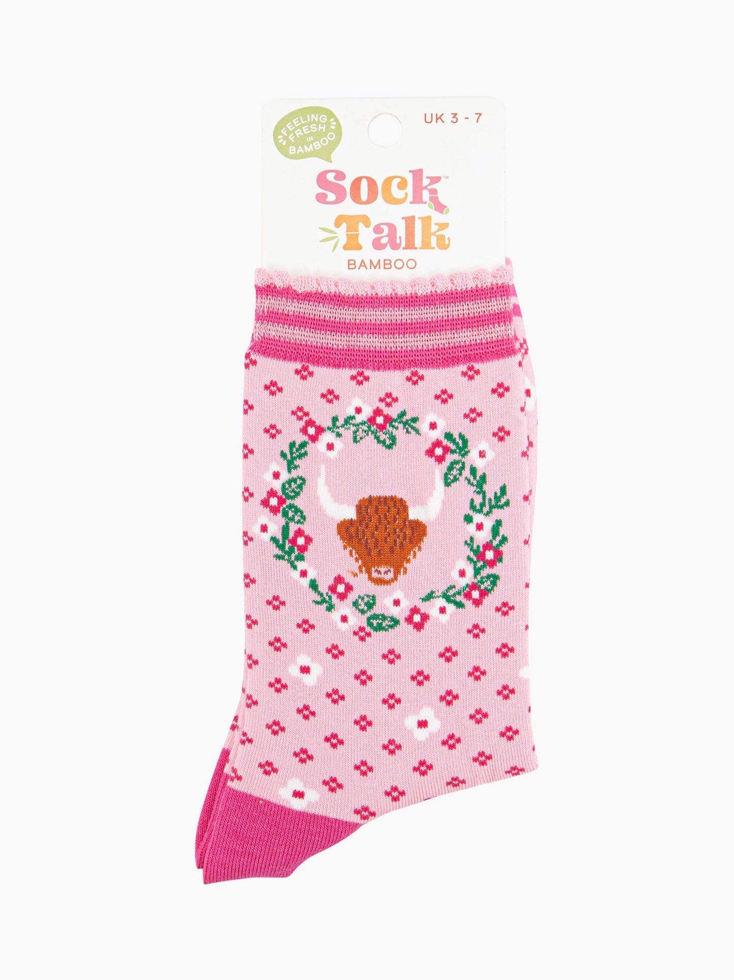 womens-bamboo-socks-pink-highland-cow-wreath-in-sock-talk-packaging-uk-size-3-7