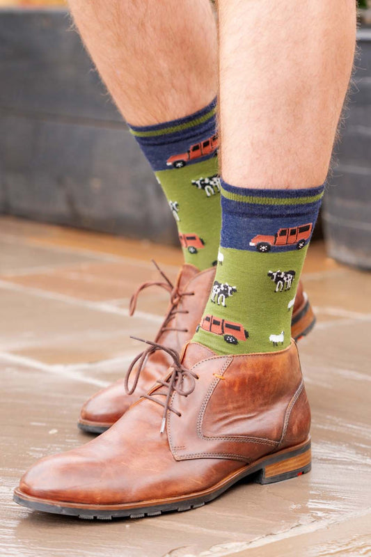 cow-and-tractor-print-bamboo-socks-in-green